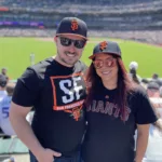 Jessica Woods with husband at giants baseball game