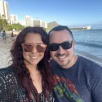 Jessica Woods with husband at beach